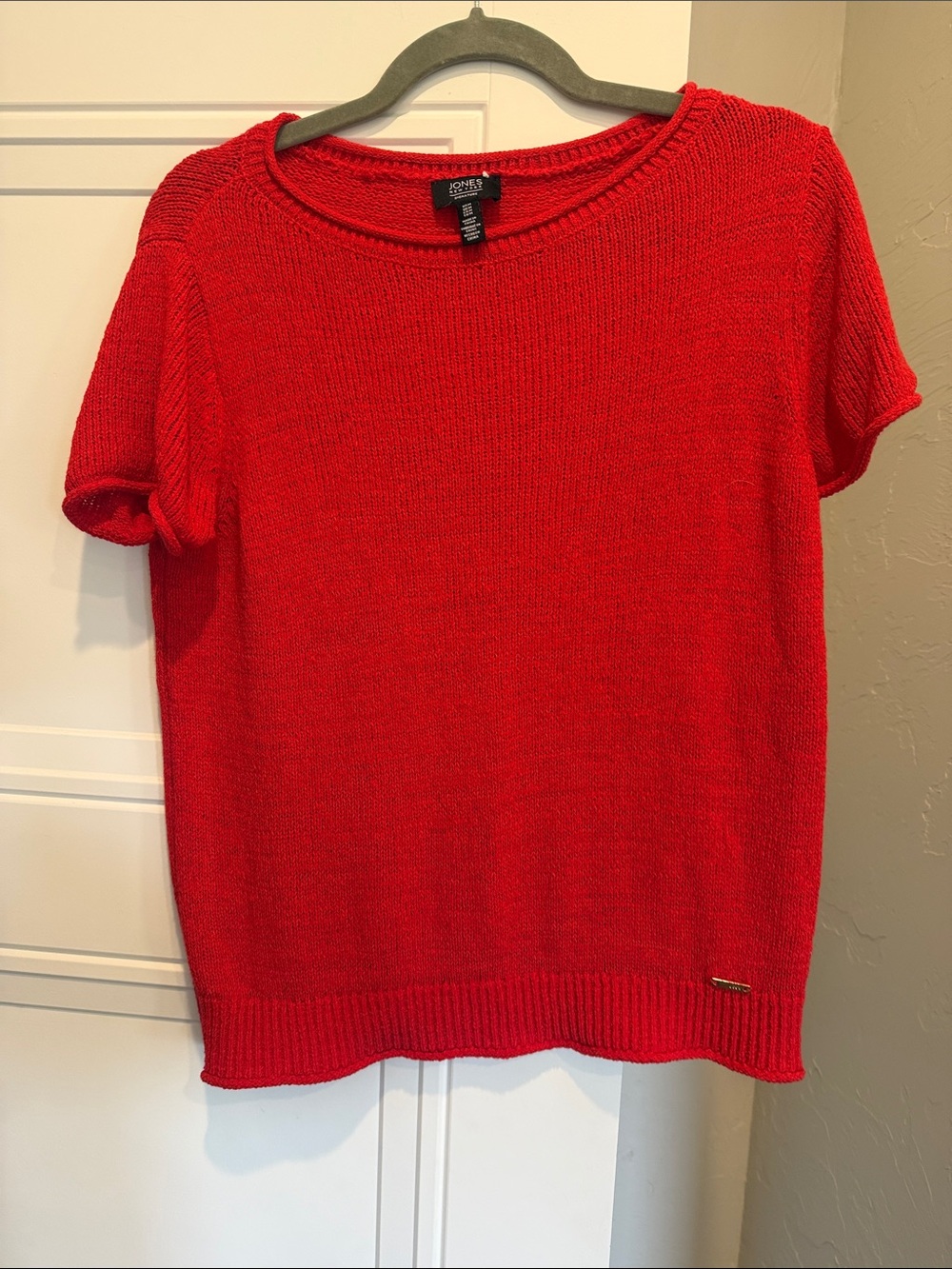 Jones New York Bright Red Short-Sleeve Crewneck Sweater